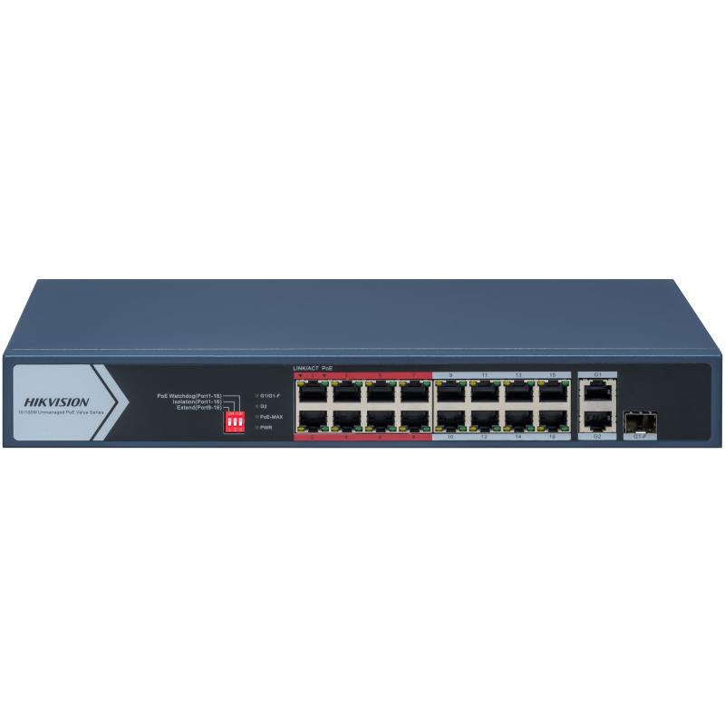 16+2 Port Fast Ethernet Unmanaged POE Switch